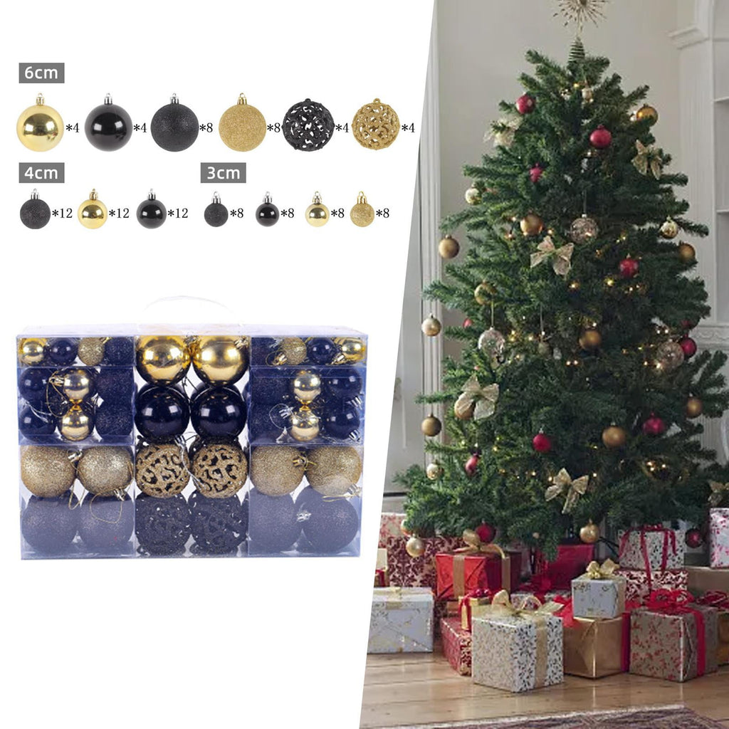 100 Pieces Christmas Balls Ornaments Pendants for Holiday Wreath Celebration Black and Gold