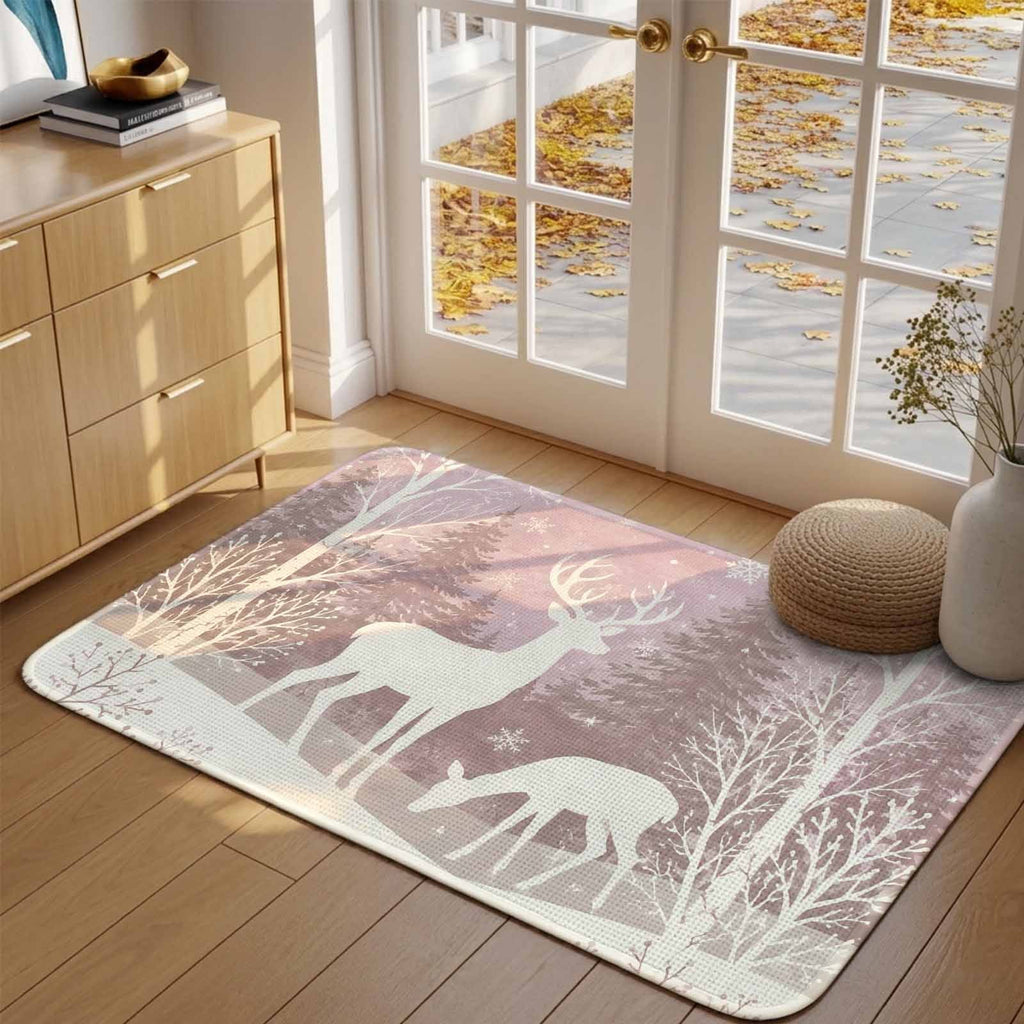 Red Truck Christmas Washable Area Rugs for Living Room Bedroom, Large Non Slip Indoor Floor Carpet Absorbent Xmas Tree Gnomes Navy Blue Snowflake Door Mat Rugs for Bathroom Entryway 63"x90.6"