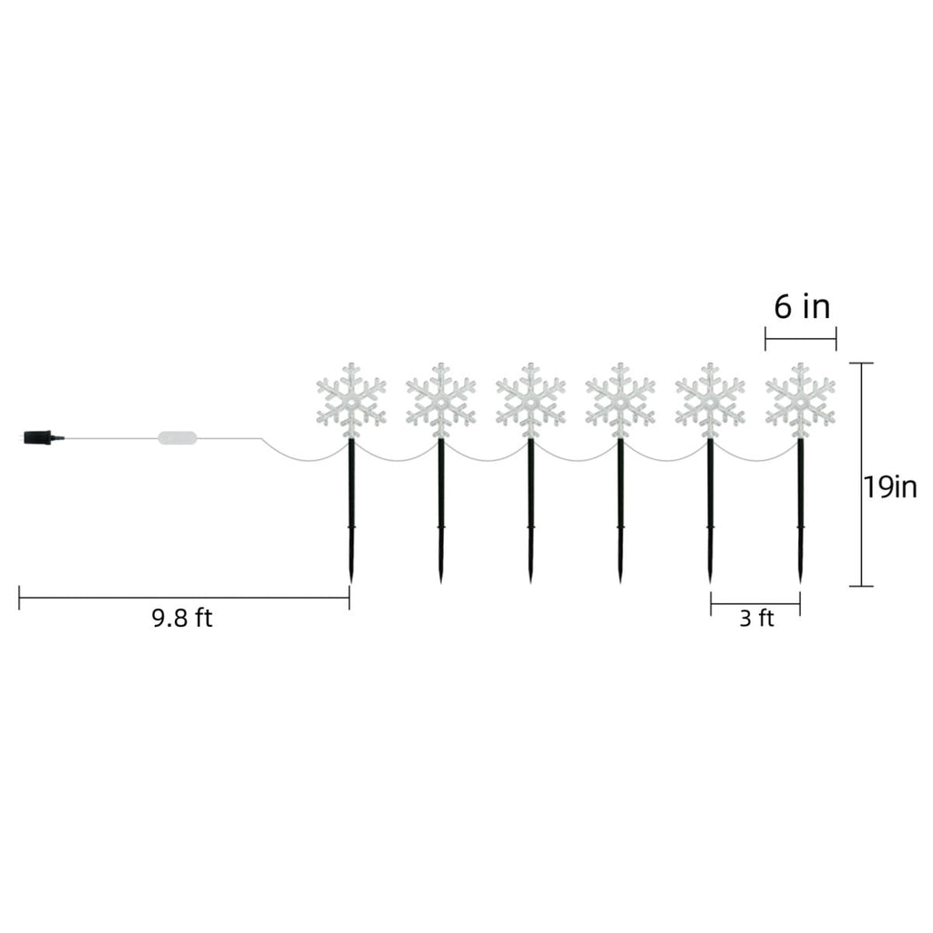 6 Pcs Snowflake Pathway Smart Lights Outdoor RGB Christmas Lights with App & Remote Control Music Sync 105 Scene Modes Extendable Garden Decorative Fairy Lights for Holiday Party Yard