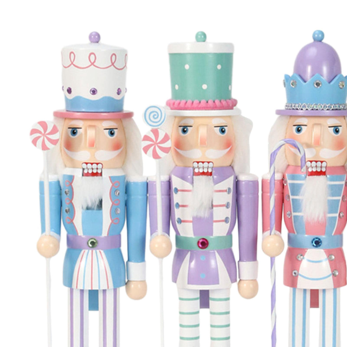 4 Pieces Christmas Nutcracker Ornaments Wooden Nutcracker Doll Decorative Statues Puppet for Shelves Home Decor Festival Xmas Gifts Holiday M