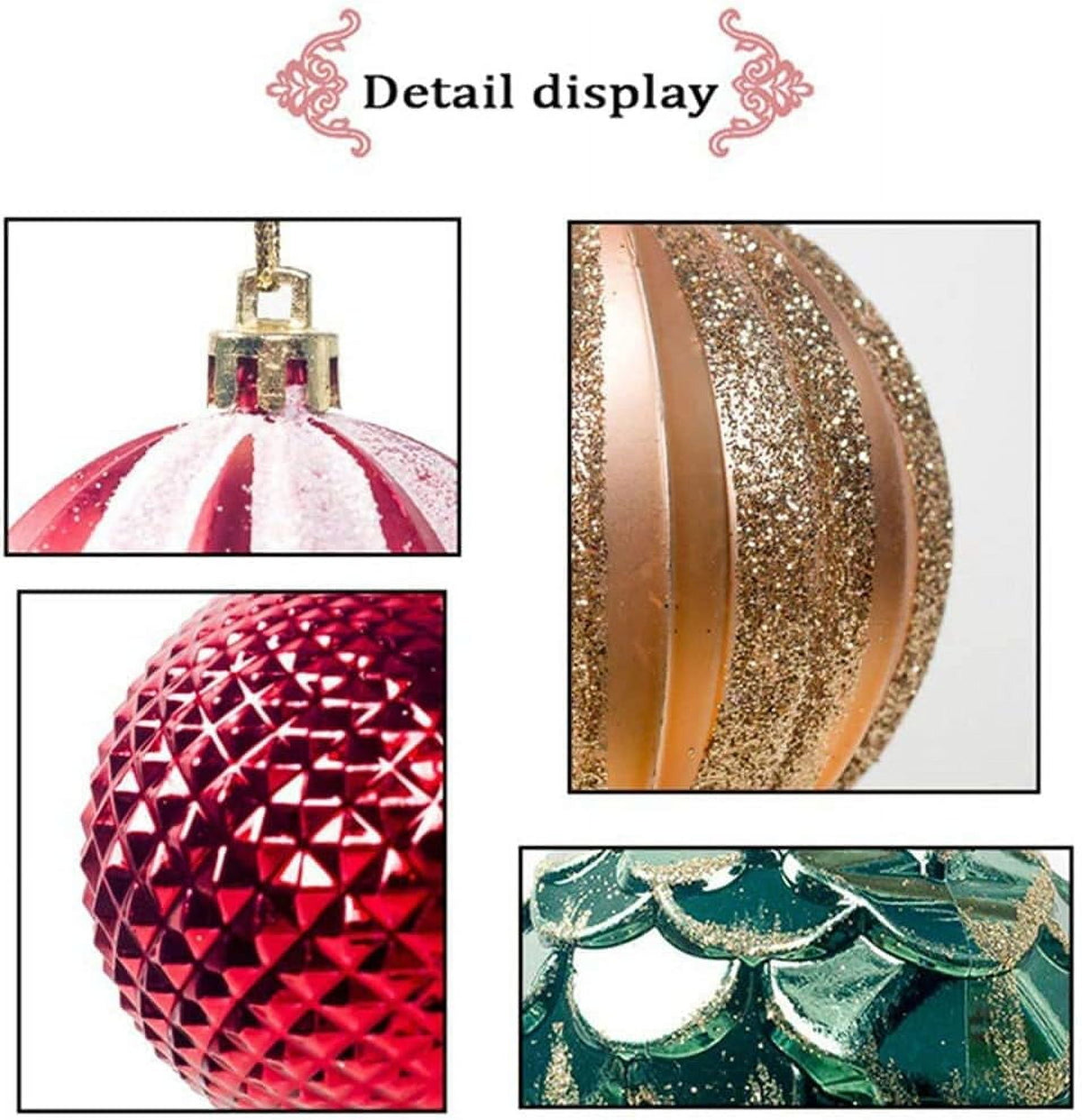 LINLIN Christmas Baubles, 12pcs Christmas Ball Ornaments Shatterproof Christmas Decorations Tree Balls for Holiday Wedding Party Decoration, Tree Ornaments Hooks included 6cm