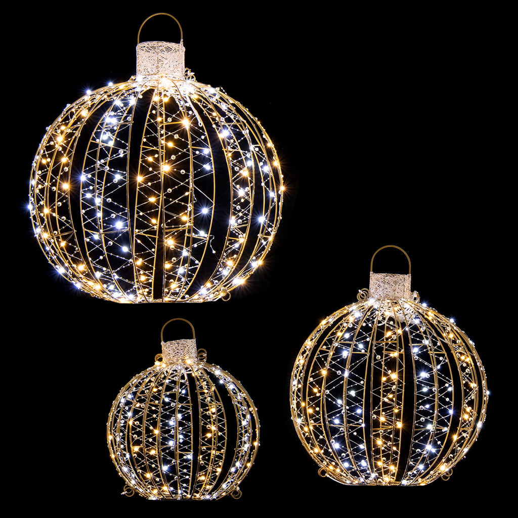 Costway 3 Pack Christmas LED Light Balls Outdoor Hanging Light Spheres w/360 Lights