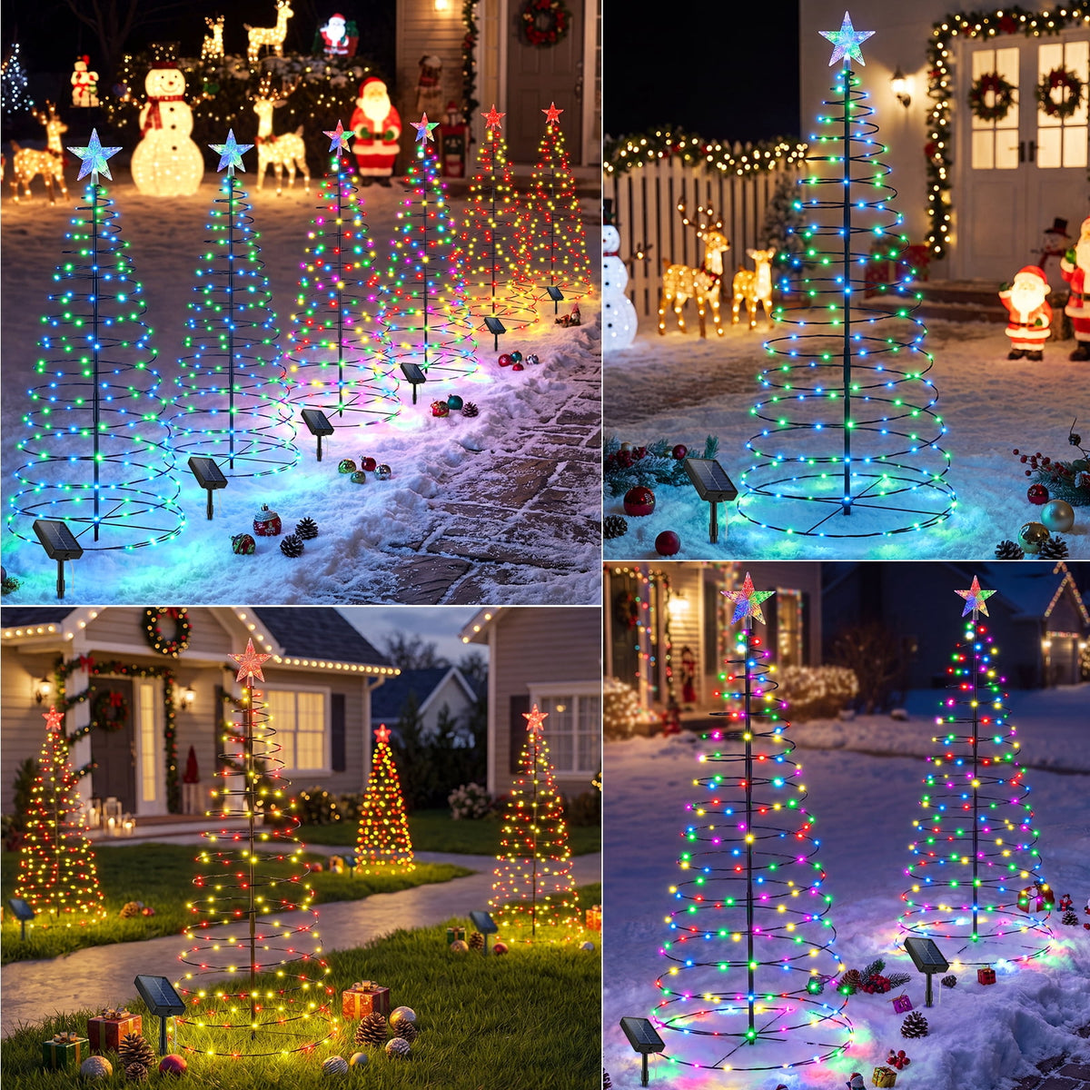2 IN 1 Solar Christmas Lights C9 LED 33FT 25 LED with Ground Stakes Hanging Design Warm White Multicolor 8 Modes Waterproof for Garden Walkway Patio Christmas Decor