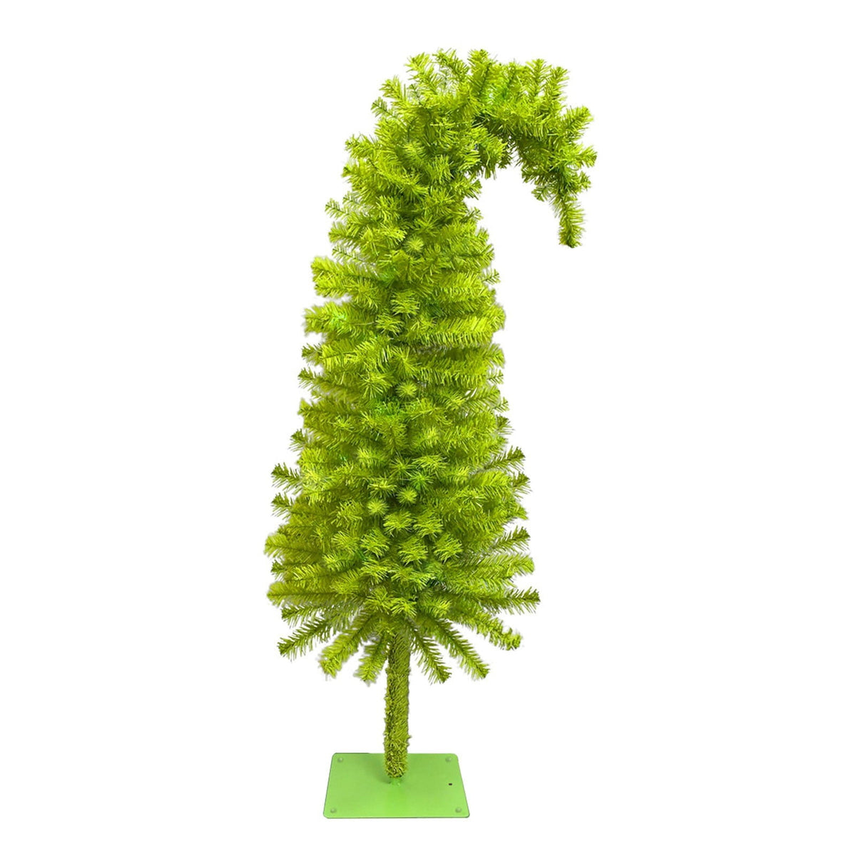 GoLucid 3ft Bent Top Greenery Christmas Tree with Multicolor LED Lights, 90cm High Density Green Curved Leaning Whimsical Xmas Tree for Indoor Holiday Decor