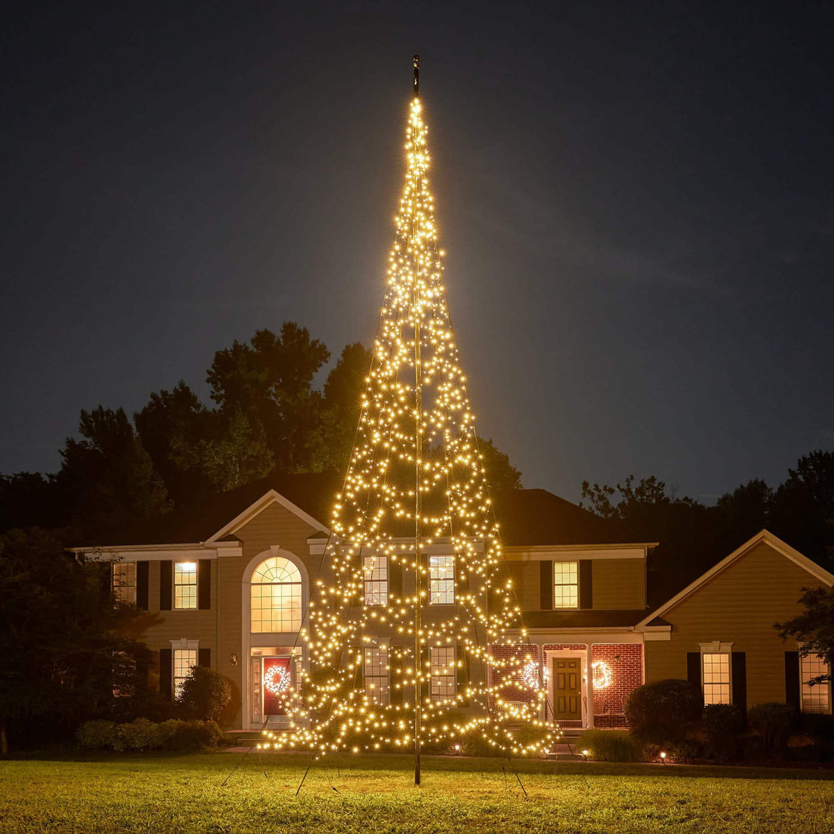 Fairybell Outdoor LED Christmas Tree (25FT 1500 LED Lights) Easy Install, Warm White Color, Pole Sold Separately