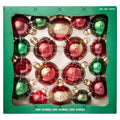 3.5" Assorted Glass Christmas Ornaments Set Of 18 1784830, Green/Red/Gold