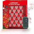 30 Lights Christmas Musical Bell String Lights, 25 Classical Holiday Songs, 7 Functions Red Incandescent Bulb Green Wire Light with Red Bells for Indoor Xmas Tree Decorations