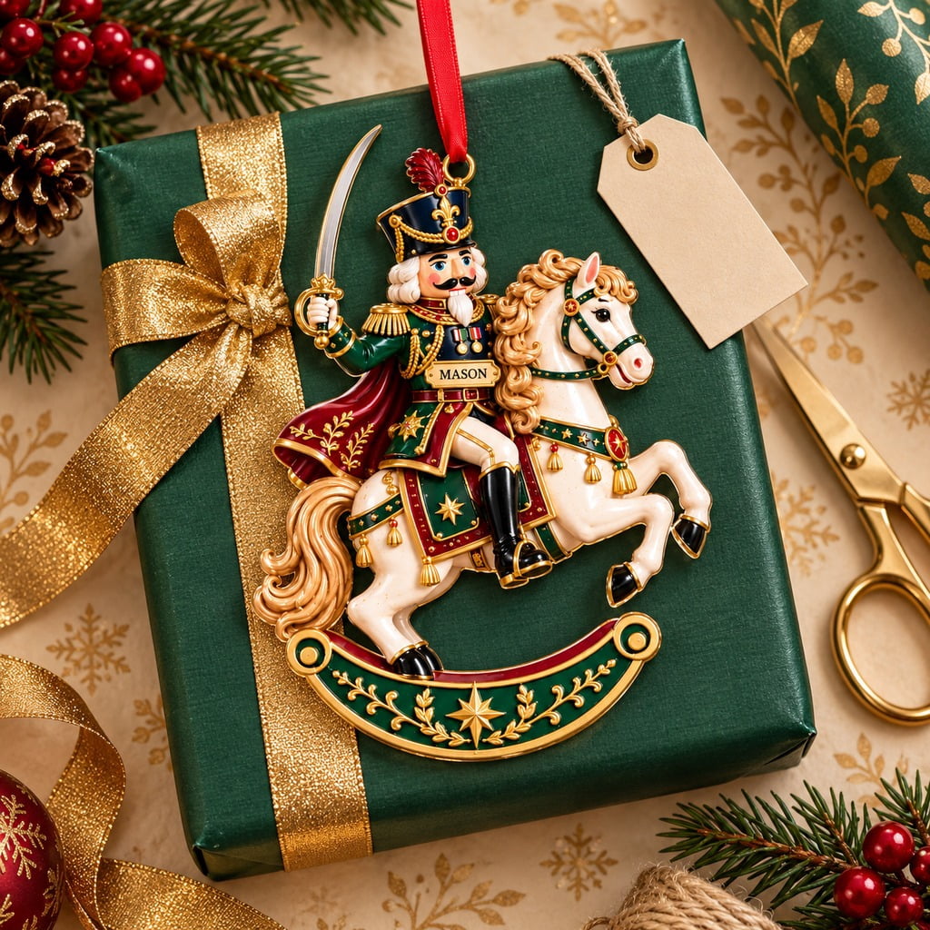 Mounted Nutcracker Officer Christmas Tree Ornament