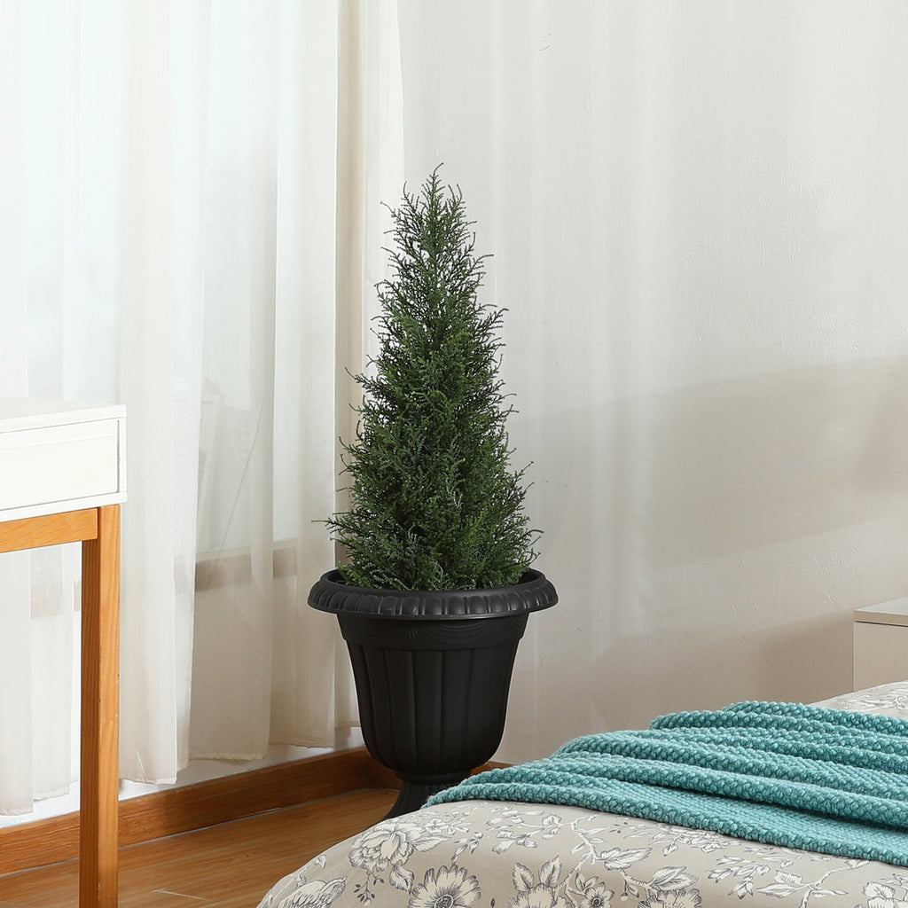 DR.Planzen 2-Pack 3ft Artificial Cedar Topiary Trees, UV-Resistant Outdoor Potted Plants for Porch & Garden Decor