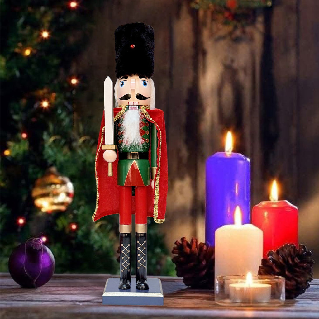 24Inch Wooden Soldier Nutcracker Christmas Decor - Festive Christmas Nutcracker Gift, Winter Indoor Decoration for Table, Desktop & Fireplace