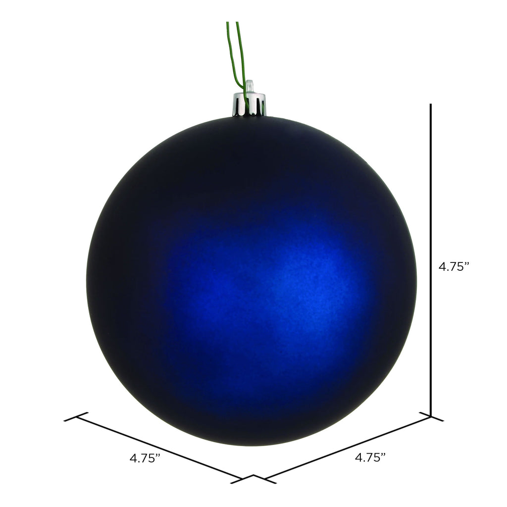 Vickerman 4.75" Midnight Blue Matte Ball Ornament, 4 per Bag