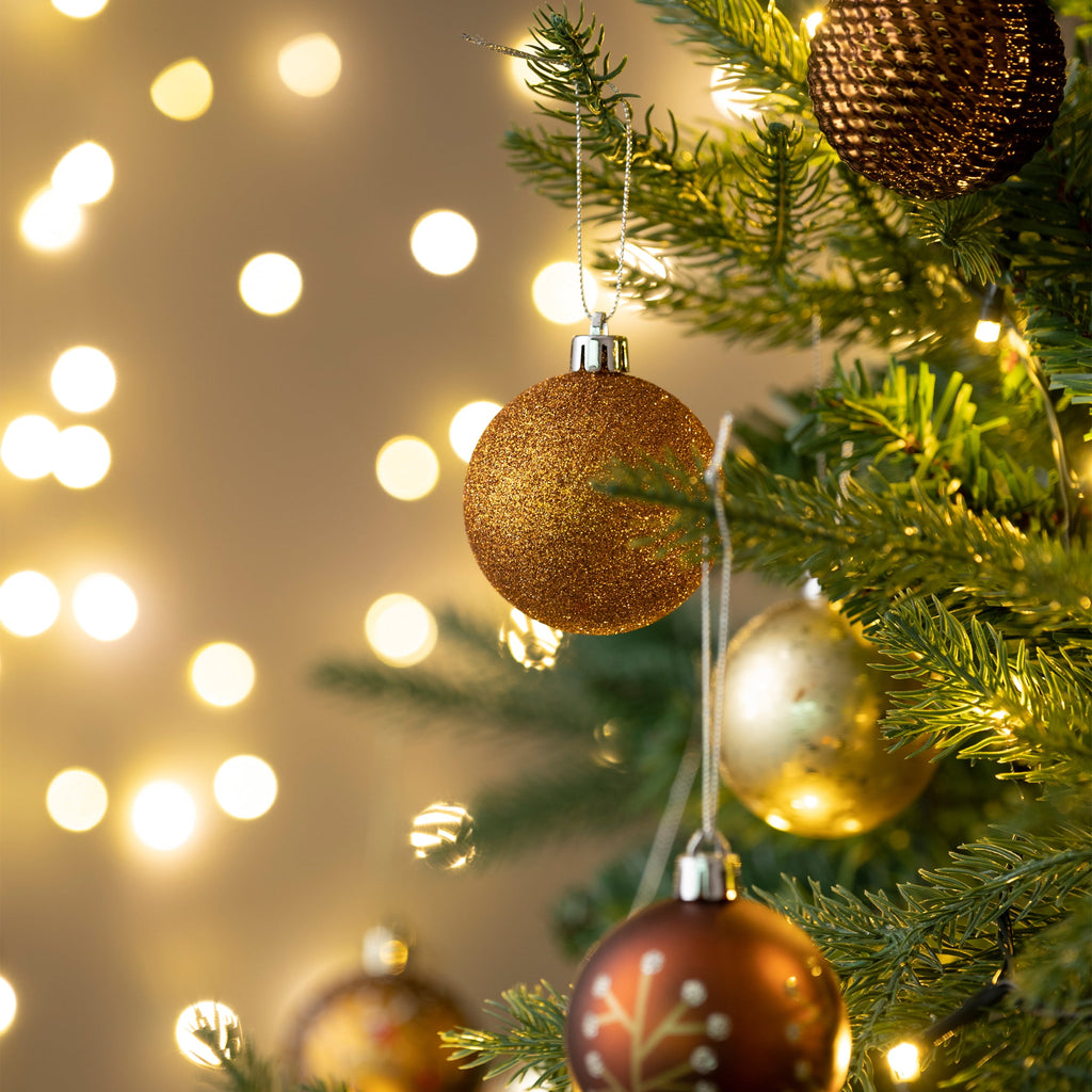 Valery Madelyn 35ct 2.36 inches Luxurious Copper Gold Christmas Ball Ornaments, Shatterproof Christmas Tree Ornaments Hanging Bauble for Xmas Decoration