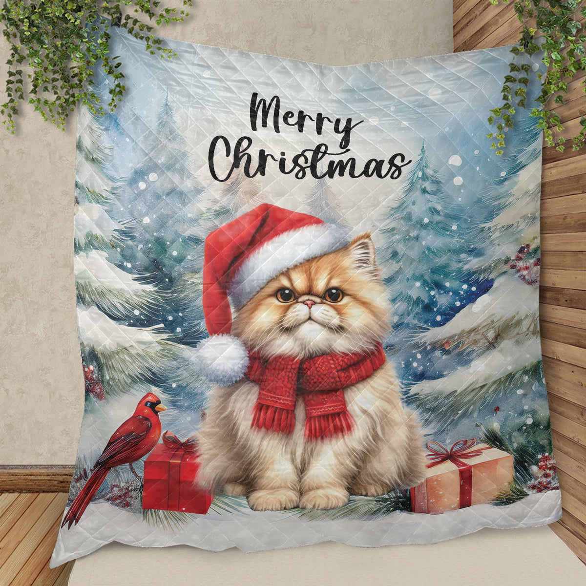 Merry Christmas Sphynx Enjoys Catmas Winter Xmas Holiday Quilt Bedding Set Cat Lover Kitten Owner Gifts Idea 1 Blanket Bed Cover 2 Pillowcases - 02022