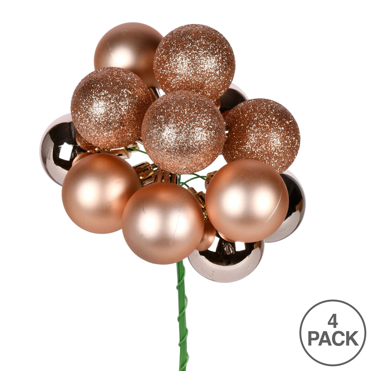 Vickerman 12" Burgundy Ball Ornament Christmas Pick, 4 per set