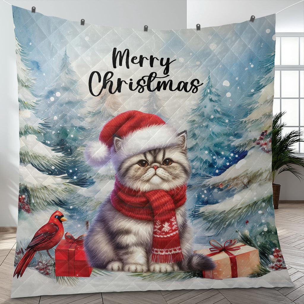 Merry Christmas Sphynx Enjoys Catmas Winter Xmas Holiday Quilt Bedding Set Cat Lover Kitten Owner Gifts Idea 1 Blanket Bed Cover 2 Pillowcases - 02022
