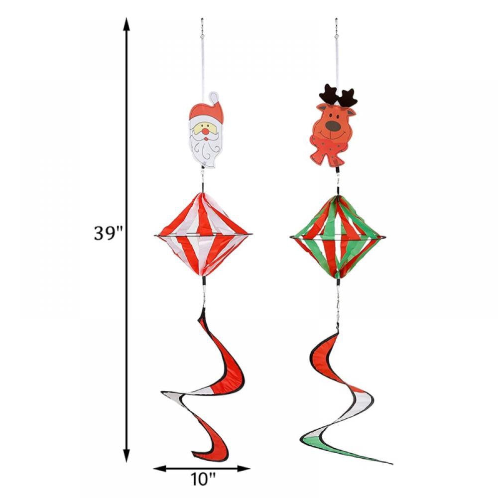 QJUHUNG Christmas Outdoor Hanging Decorations Set of 6 Wind Spiral Windsock Spinner with Santa Claus Reindeer Xmas Ornament for Indoor Outside Tree Porch Garden Front Yard Lawn