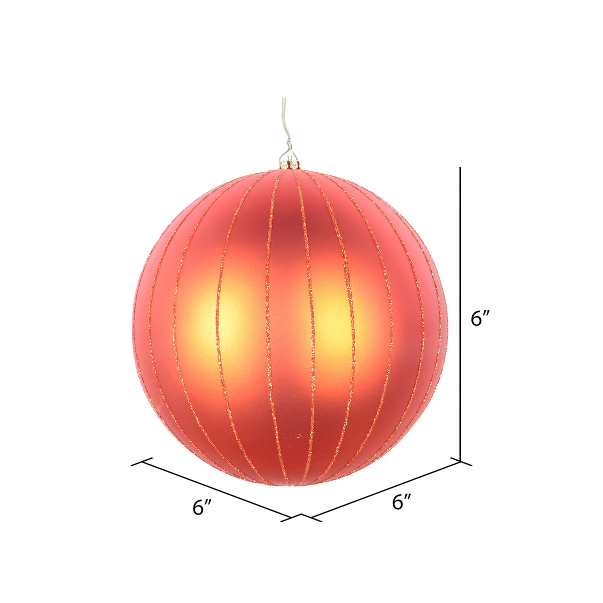 Vickerman 6" Rose Gold Matte Glitter Ball Christmas Ornament, 2 pieces per bag