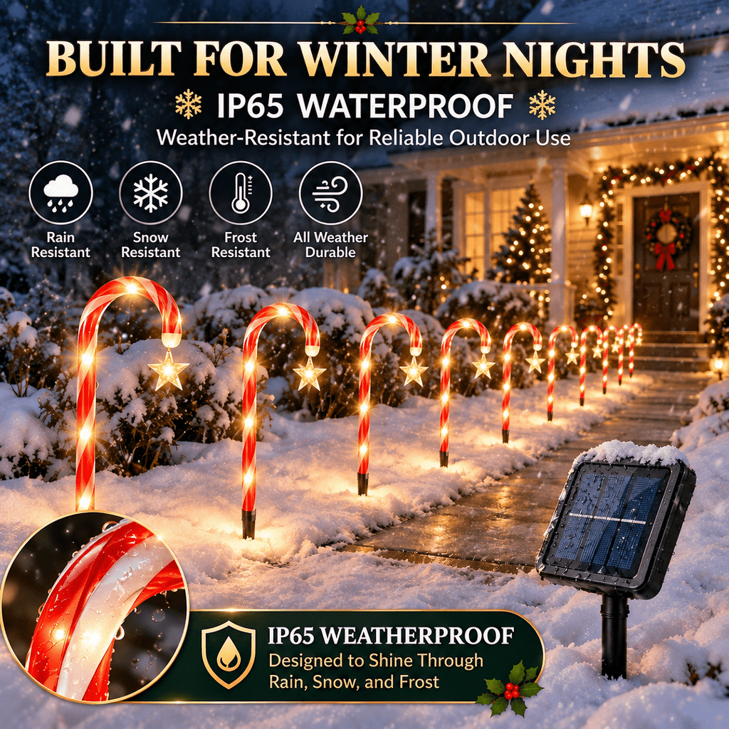 2 Pack Solar Powered Christmas Tree Lights, Outdoor Holiday Decor with 40 Bright LEDs, Waterproof Xmas Garden Decorations for Pathway, Yard, Grave and Lawn