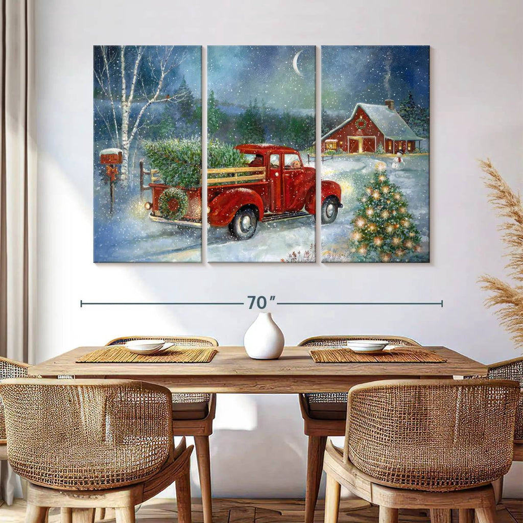 Elephant Stock Moonlit Skaters Wall Art - Horizontal Multi Panel Canvas - Living Room Wall Decor - Holiday Multi Panel - Blue And White Decor By Marilyn Dunlap - 74" x 48"