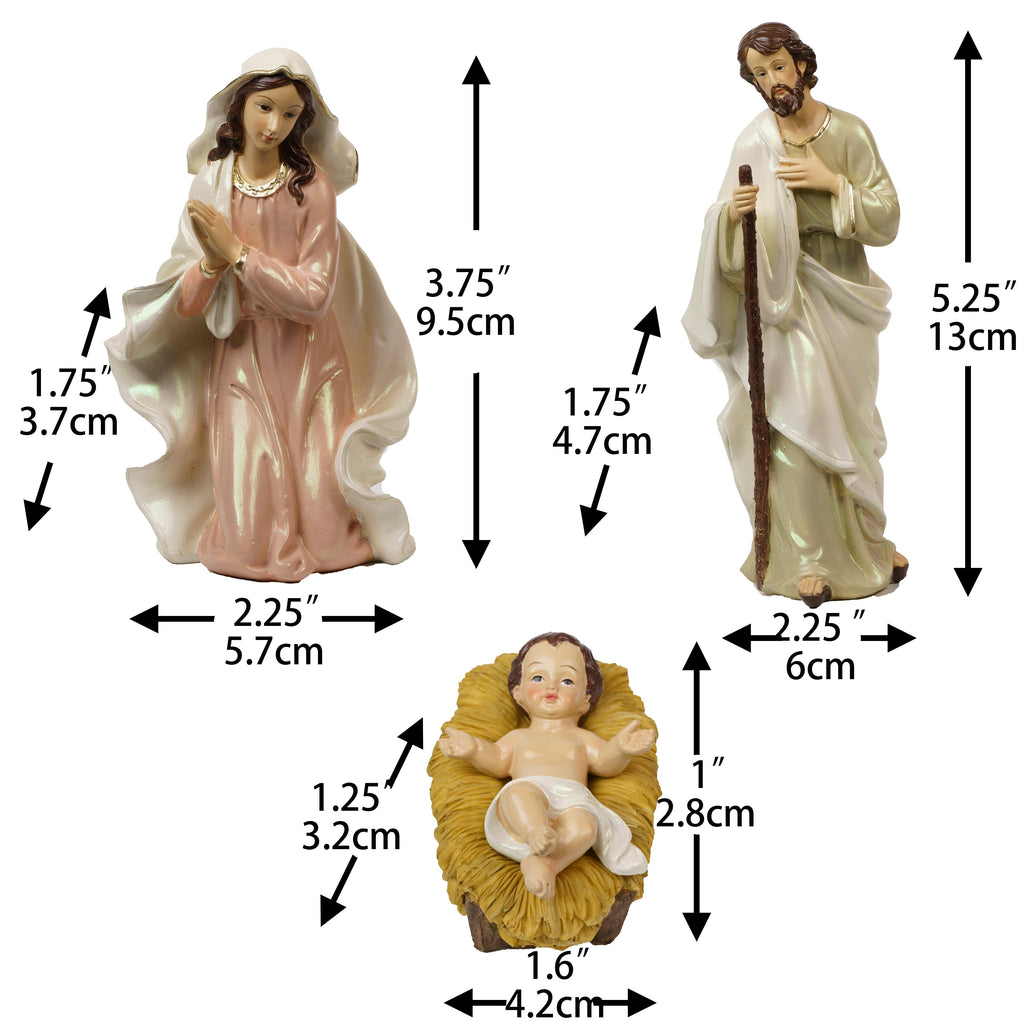 Zayton 11-Piece Nativity Set 8" Light Gold Resin Holy Family Figurines Nativity Scene Tabletop Christmas Decor