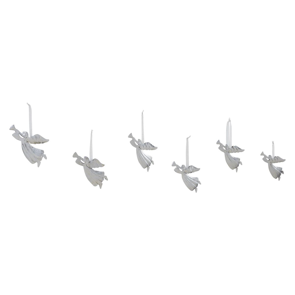 VHC Brands Brushed Metal Angel Ornament Set of 6 - 2.75x4.75x0.25