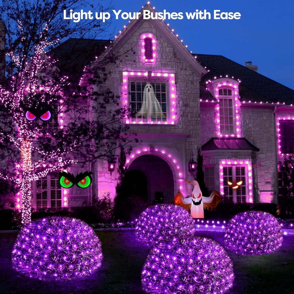 Christmas Net Lights Outdoor, 192 LED 9.8Ft x 6.6Ft Net Lights, Waterproof Christmas Outdoor Mesh Lights for Tree Bushes Holiday Party Garden, Holiday Wedding Party Decorations