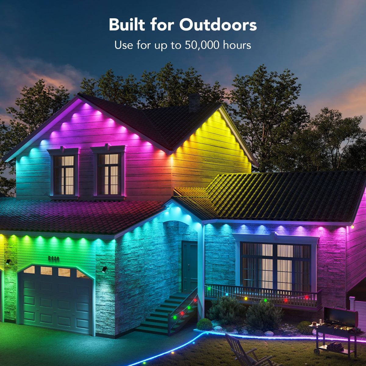 Govee 100ft RGBIC Permanent Outdoor Lights with 72 Lights, White version