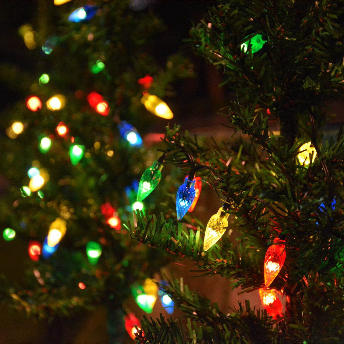 COCOBELA 4 Set Solar Christmas Tree 80pcs Multicolor LED Christmas Lights for Outdoor Christmas Decorations,Solar Powered Prelit Small Christmas Tree for Outside Pathway Garden Yard Decor
