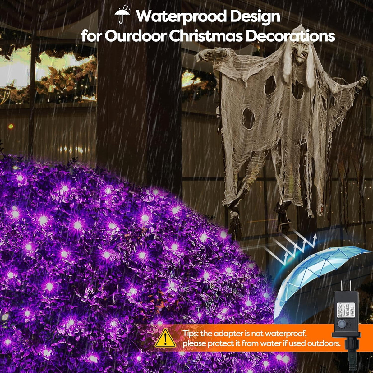 Christmas Net Lights Outdoor, 192 LED 9.8Ft x 6.6Ft Net Lights, Waterproof Christmas Outdoor Mesh Lights for Tree Bushes Holiday Party Garden, Holiday Wedding Party Decorations