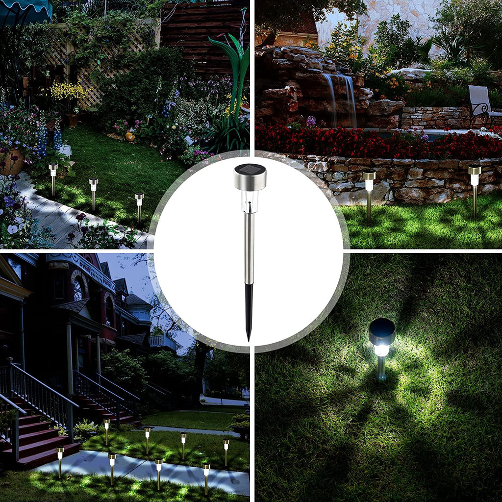 Rirool 12 Pack Solar Pathway Lights Outdoor, Stainless Steel Waterproof LED Landscape Lighting, Auto On/Off Garden Stake Lights for Yard Walkway Lawn, Multicolor