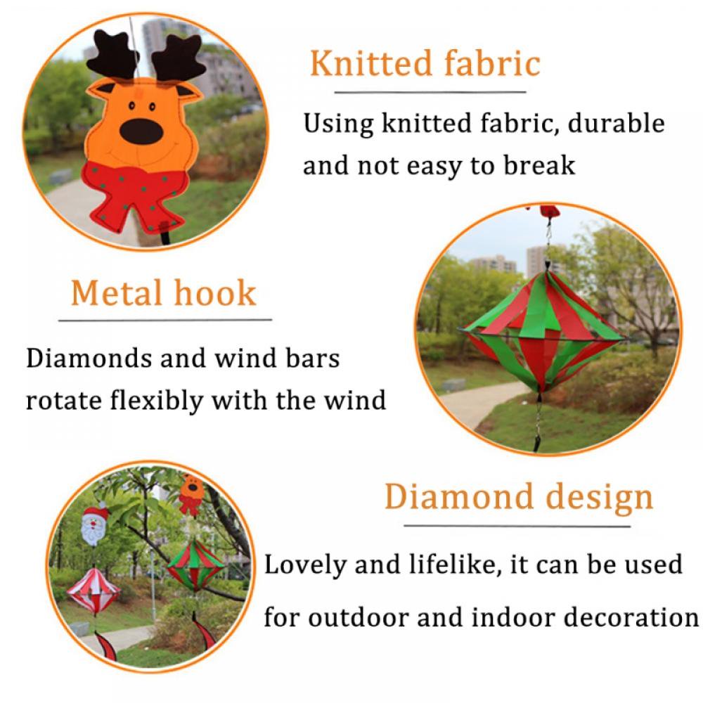 QJUHUNG Christmas Outdoor Hanging Decorations Set of 6 Wind Spiral Windsock Spinner with Santa Claus Reindeer Xmas Ornament for Indoor Outside Tree Porch Garden Front Yard Lawn