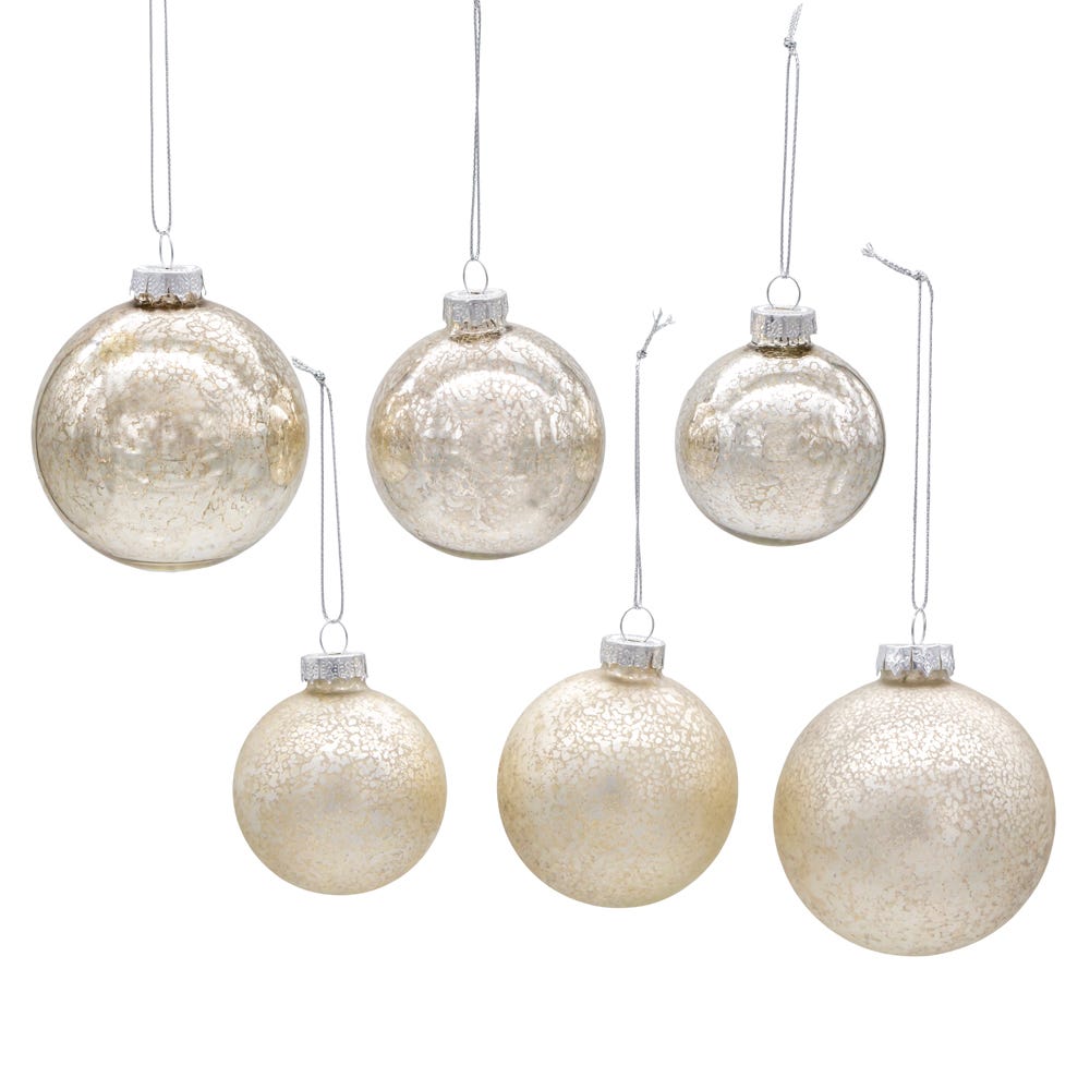 Kurt Adler 60-80 MM Shiny and Matter Platinum Mercury Glass Balls, 20-Piece Set