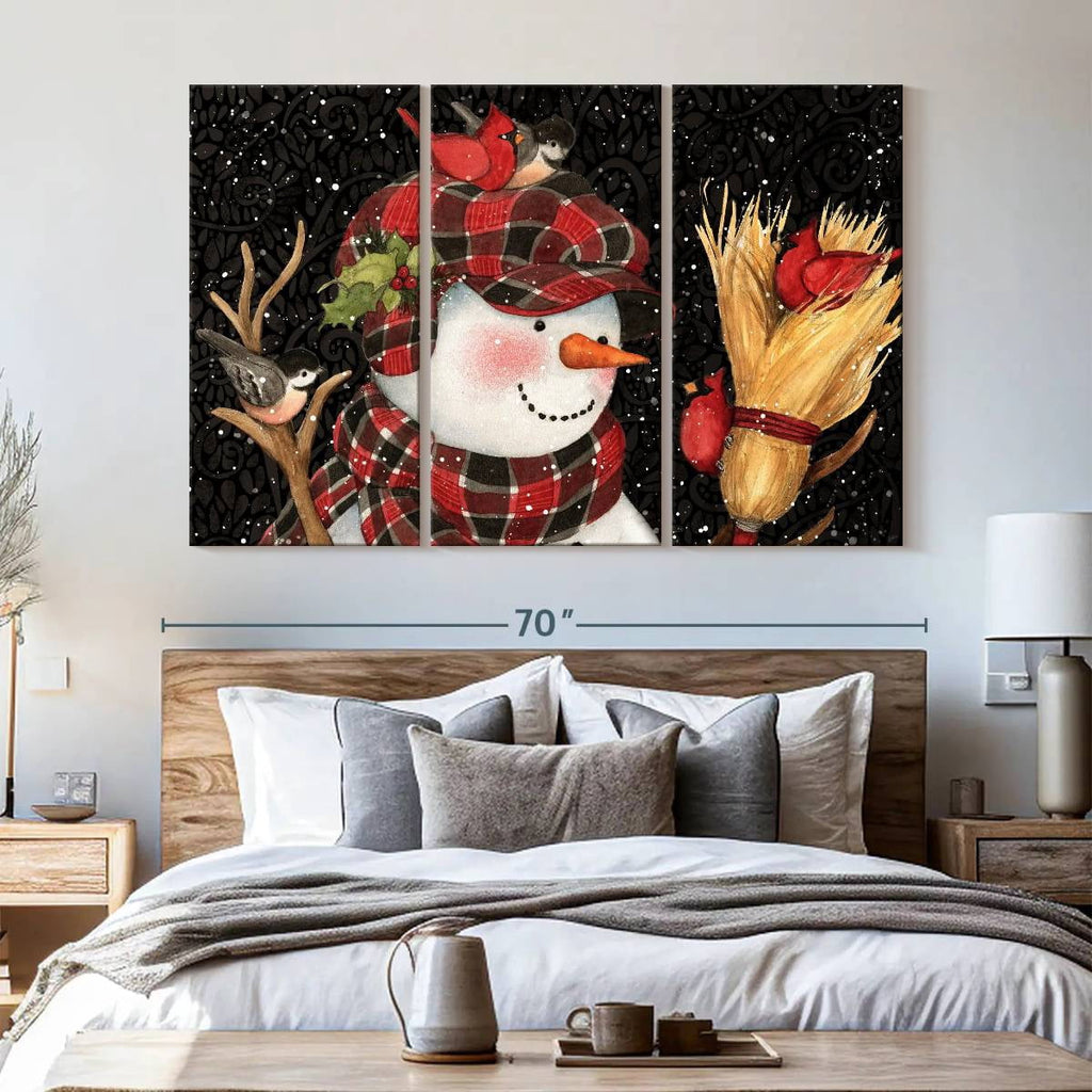 Elephant Stock Moonlit Skaters Wall Art - Horizontal Multi Panel Canvas - Living Room Wall Decor - Holiday Multi Panel - Blue And White Decor By Marilyn Dunlap - 74" x 48"