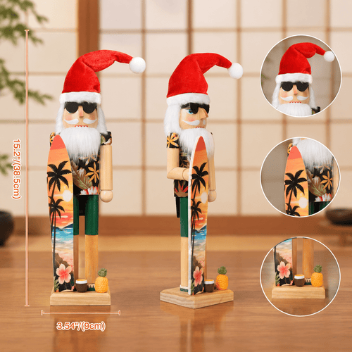 15 Inch Wooden Santa Nutcracker Tropical Christmas Decoration