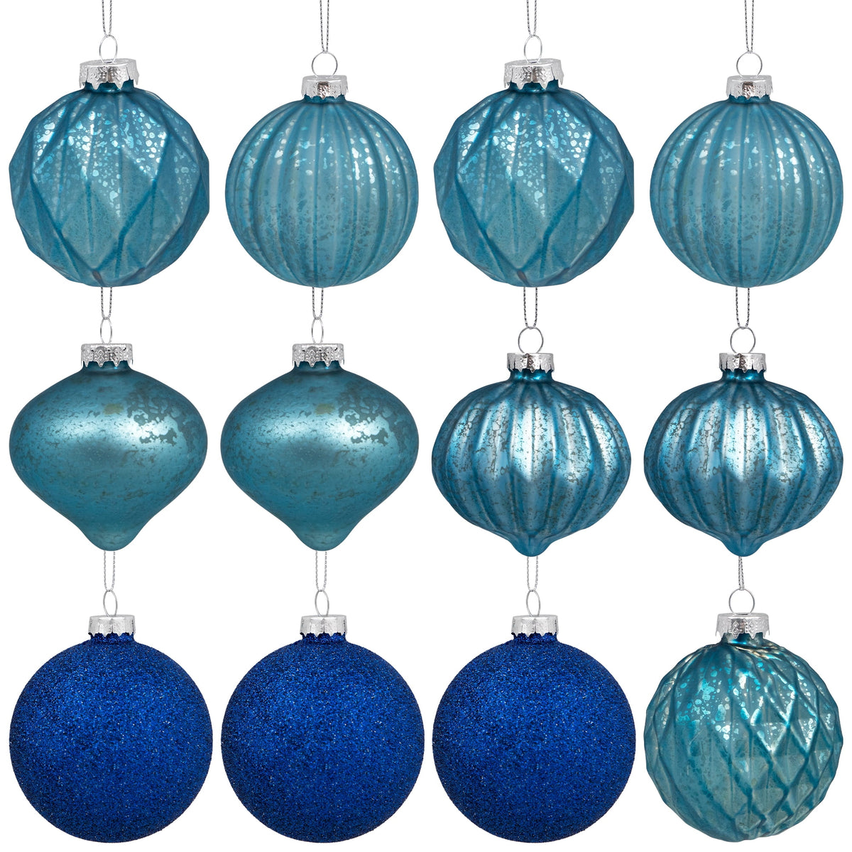 Northlight Onion and Glass Ball Christmas Ornaments - 3.25" - Royal Blue - Set of 12