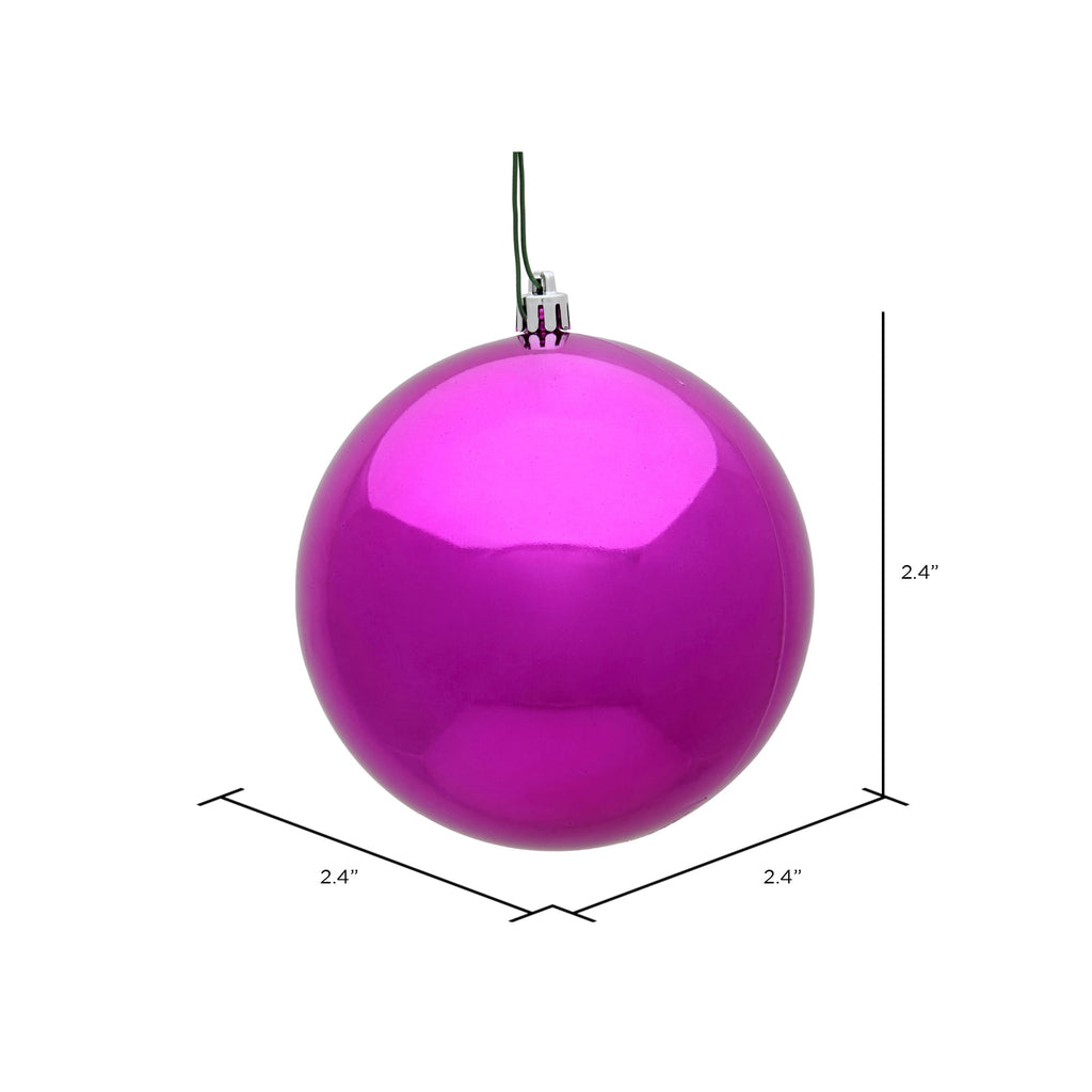 Vickerman 2.4" Christmas Ornament Ball, Silver Shiny Finish, Shatterproof Plastic, UV Resistant, Holiday Christmas Tree Decoration, 24 Pack