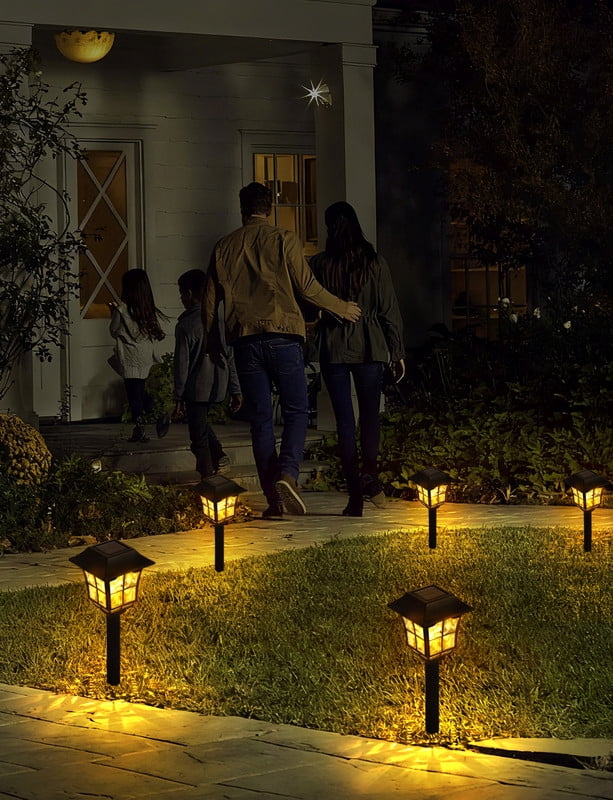 SUNLINKCO Solar Pathway Lights Outdoor 8 Pack Waterproof Solar Powered Garden Light, 3000K Warm White LED Path Landscape Lighting, Auto On/Off, Outside Decor Lights for Yard, Walkway, Driveway, Lawn