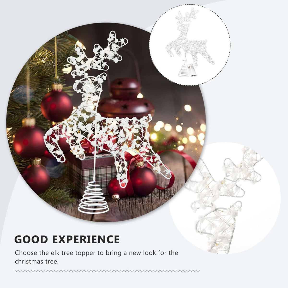 Christmas Tree Topper, LED Lighted Tree Topper, 11.41Inches Double-Layer Glitter Metal 3D Decorations Lights, Ornaments for Home Party(Gold)