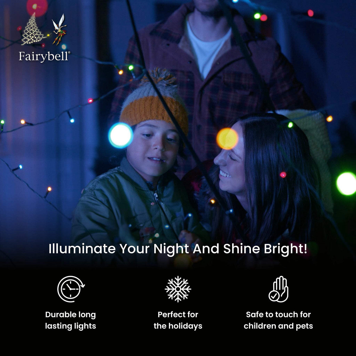 Fairybell Outdoor LED Christmas Tree (25FT 1500 LED Lights) Easy Install, Warm White Color, Pole Sold Separately