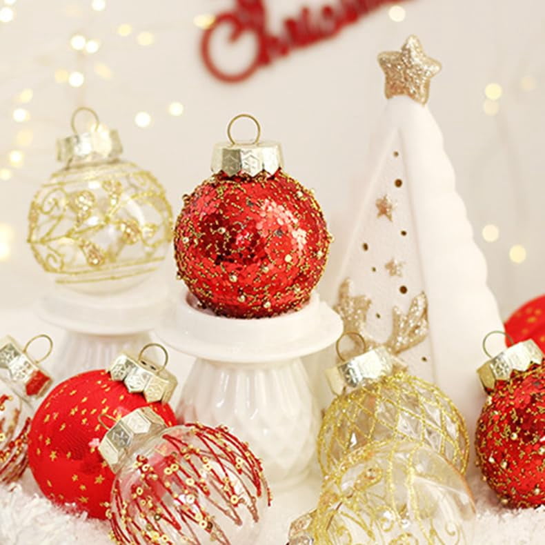 25PCS Christmas Ball Ornaments Set for Xmas Tree, Shatterproof Plastic Hanging Holiday Balls for Festive Christmas Party