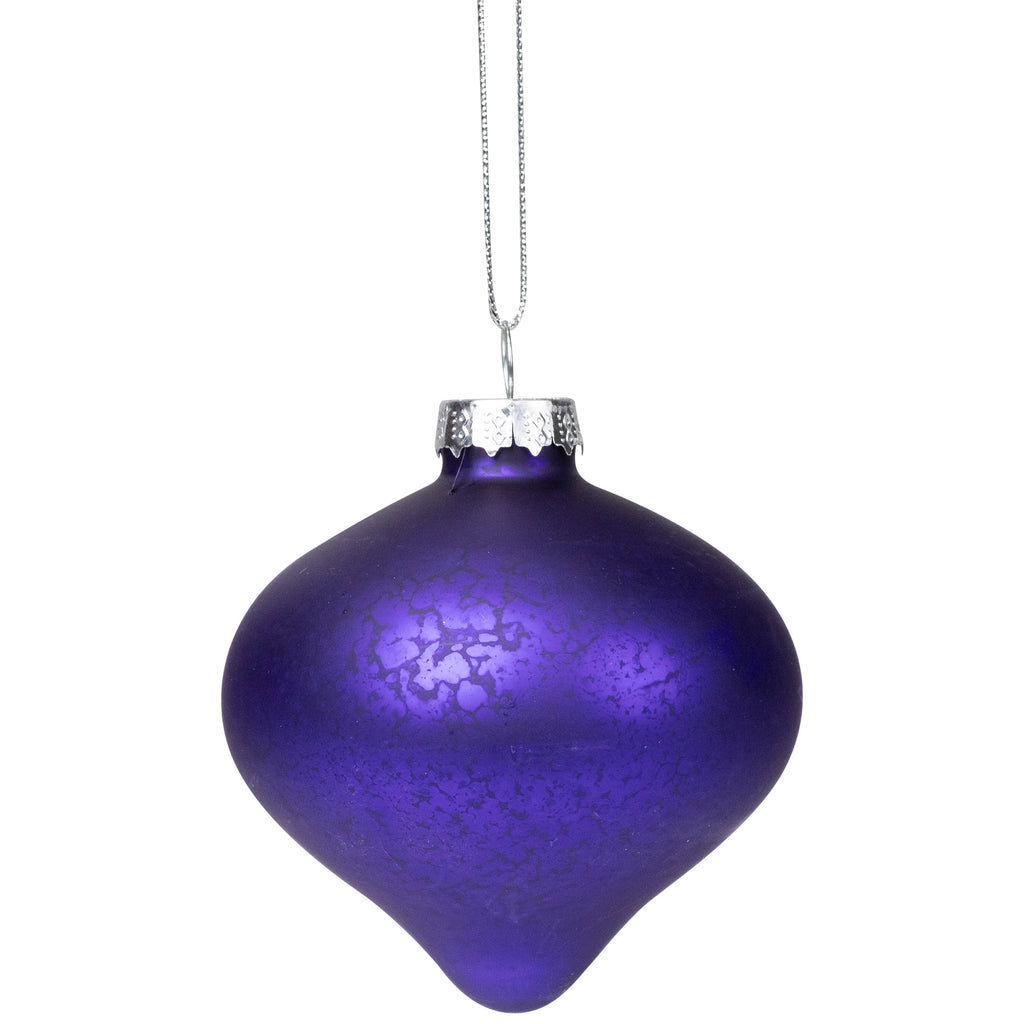 Northlight Multi Finish Ball and Onion Christmas Ornaments - 3.25" - Royal Blue and Purple - Set of