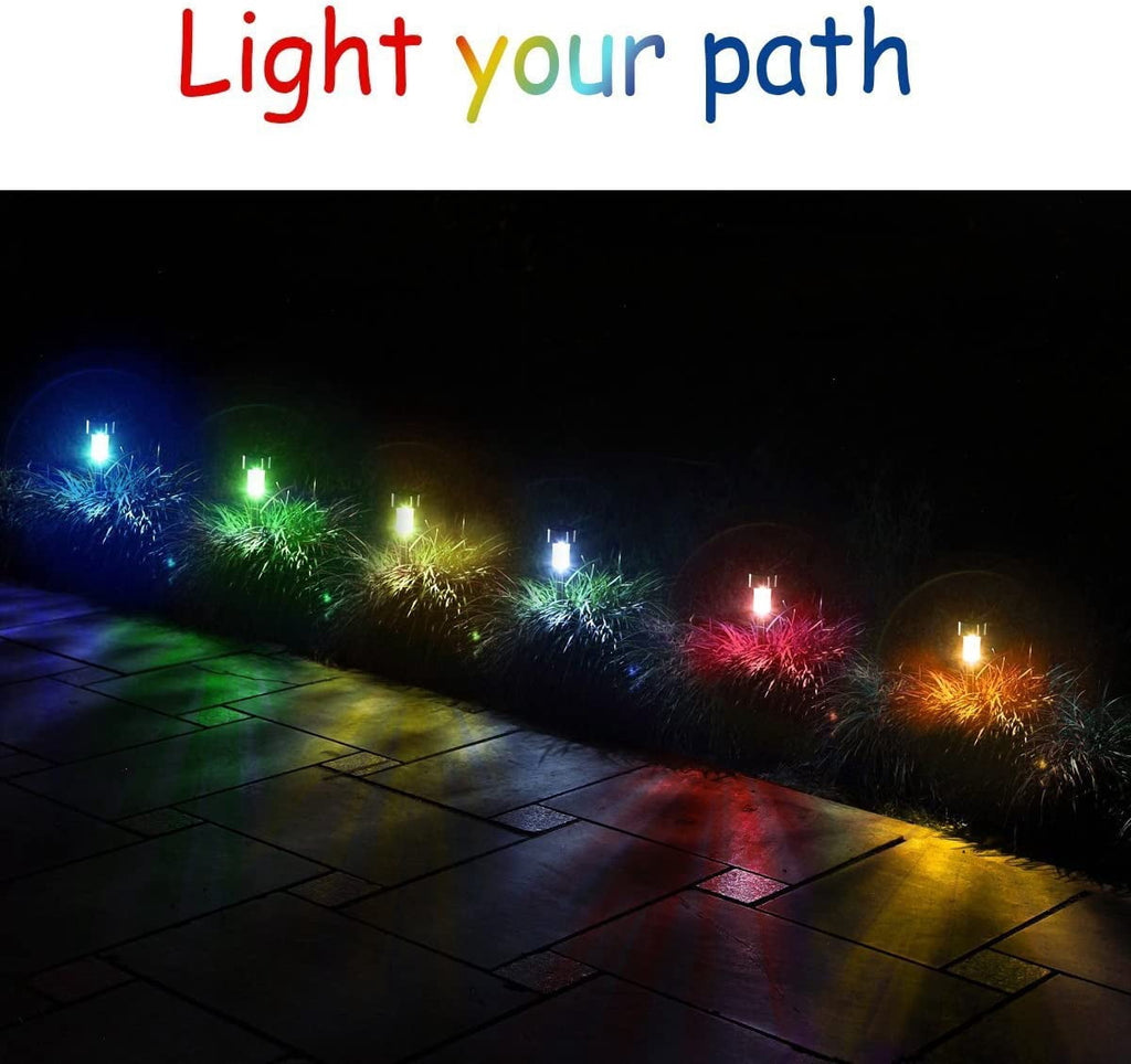 Rirool 12 Pack Solar Pathway Lights Outdoor, Stainless Steel Waterproof LED Landscape Lighting, Auto On/Off Garden Stake Lights for Yard Walkway Lawn, Multicolor