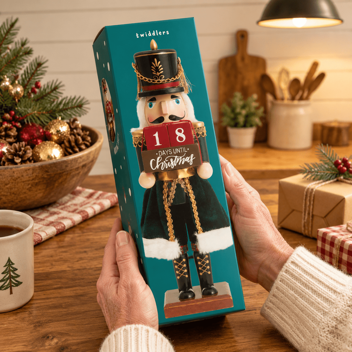 12-inch Wooden Christmas Nutcracker Countdown Decorative Advent Figure
