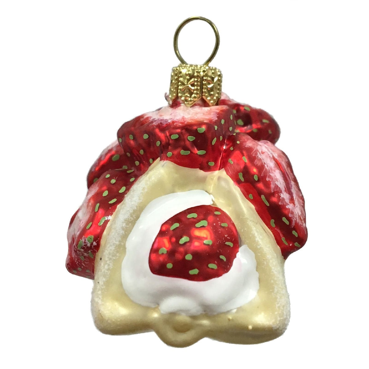 Strawberry Filled Cannoli Cake Polish Glass Christmas Ornament Dessert Set of 2