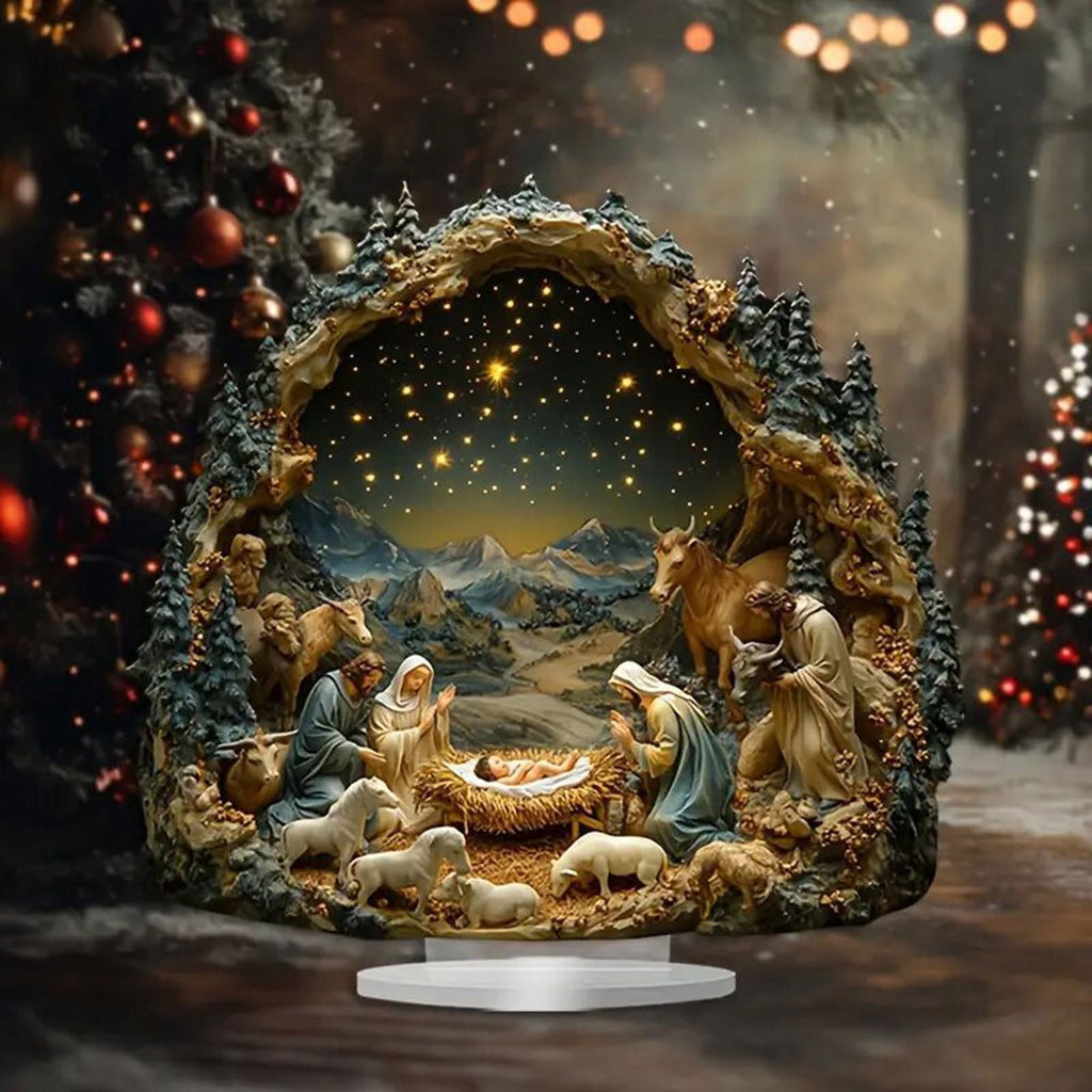 2D Acrylic Nativity Scene Christmas Decoration Set for Home Office Desk Nativity Display