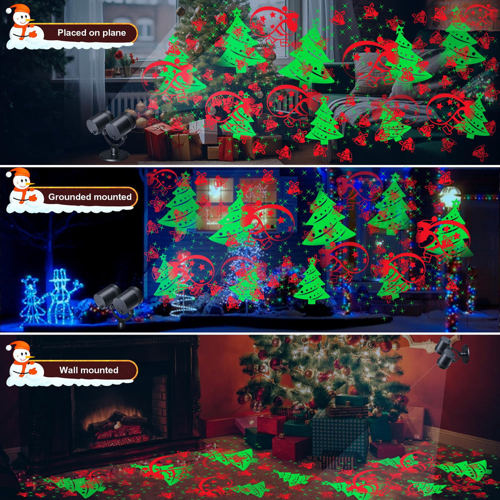 Ceevoo Snowflake Christmas Projector Lights, Double Head Dynamic Christmas Projection Lights with Timer, Waterproof Holiday Decorations Outdoor for Party Garden Yard Indoor Xmas Decor