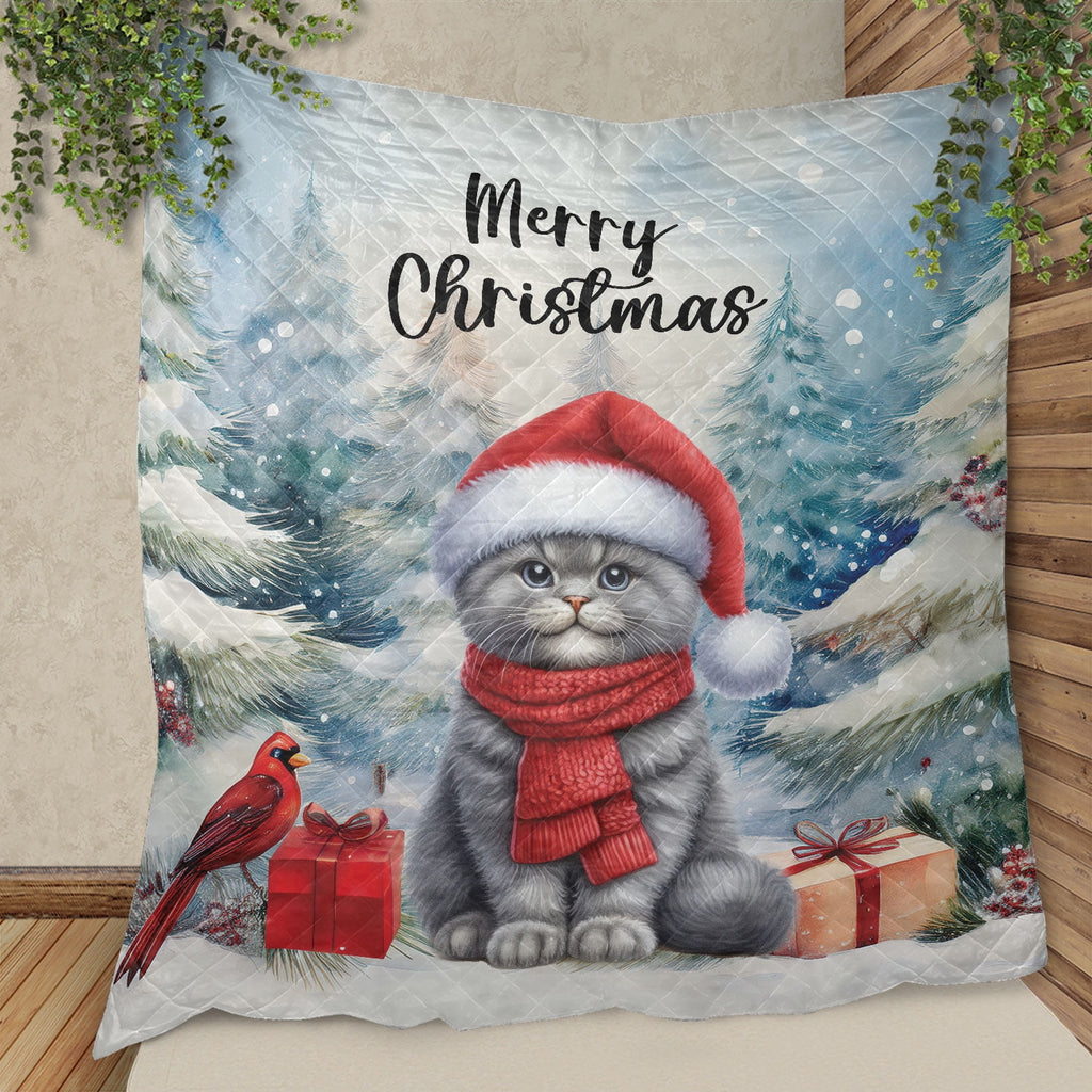 Merry Christmas Sphynx Enjoys Catmas Winter Xmas Holiday Quilt Bedding Set Cat Lover Kitten Owner Gifts Idea 1 Blanket Bed Cover 2 Pillowcases - 02022
