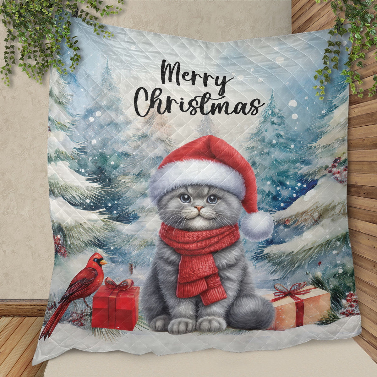 Merry Christmas Sphynx Enjoys Catmas Winter Xmas Holiday Quilt Bedding Set Cat Lover Kitten Owner Gifts Idea 1 Blanket Bed Cover 2 Pillowcases - 02022