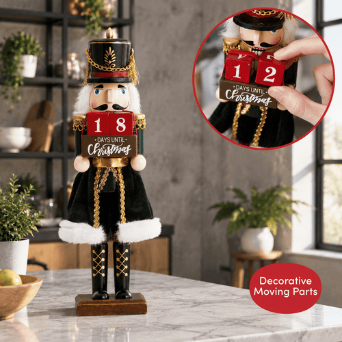 12-inch Wooden Christmas Nutcracker Countdown Decorative Advent Figure