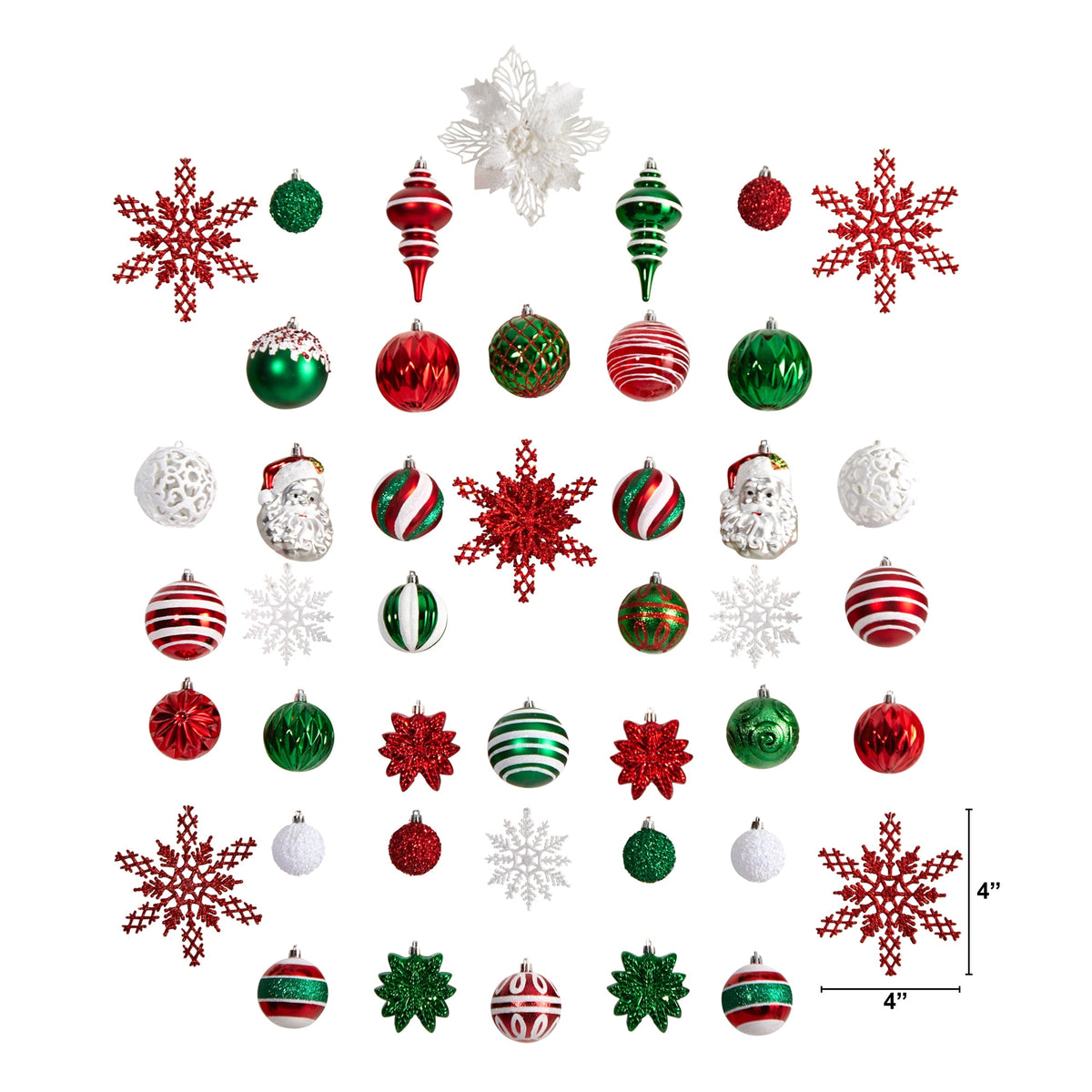 Nearly Natural Holiday Deluxe Shatterproof, 70 Count Christmas Tree Ornament Box Set, Re-Useable Container, Assorted